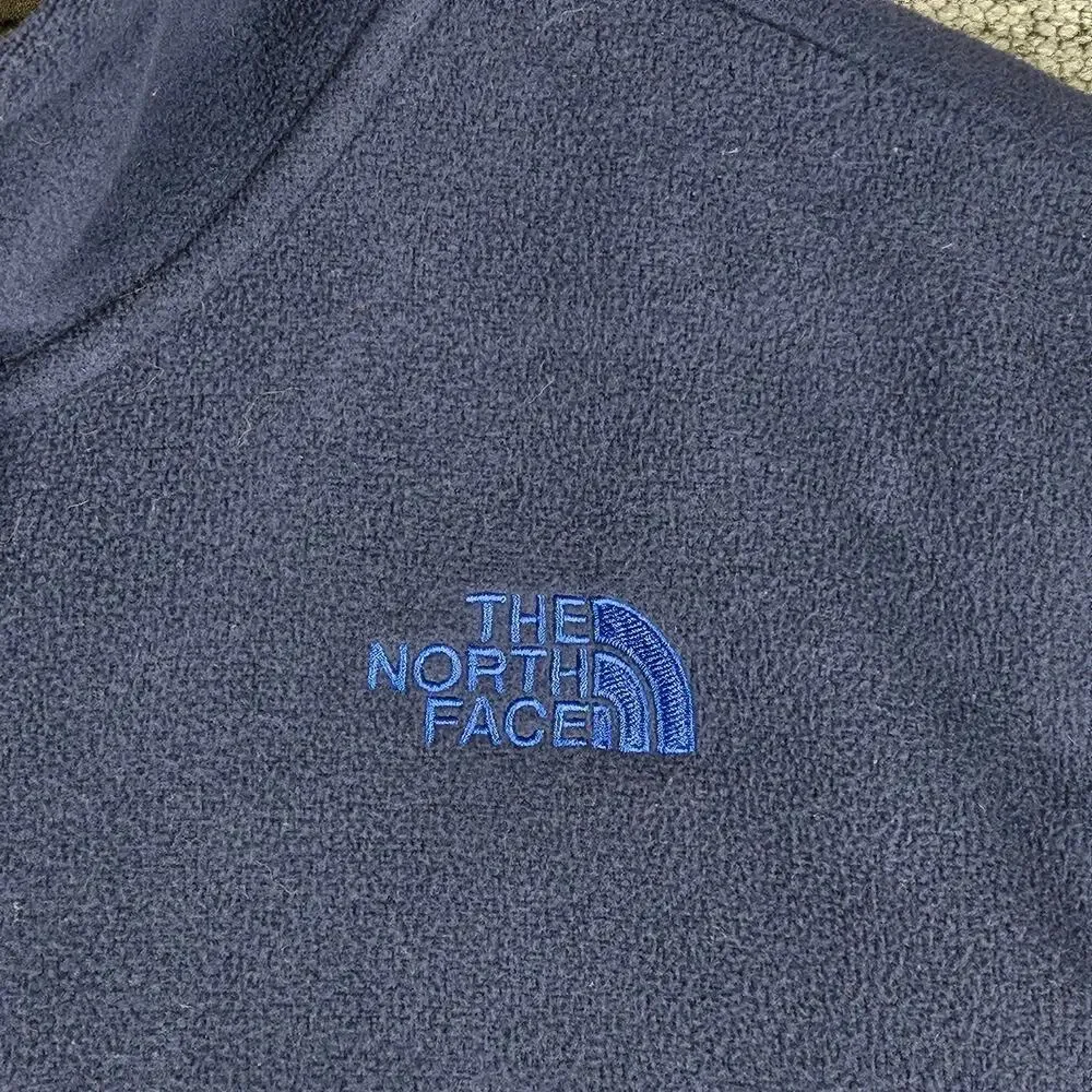 THE NORTH FACE FULL-ZIP FLEECE JACKET – SIZE L – NAVY / GRAY – BRIGHT BLUE LOGO